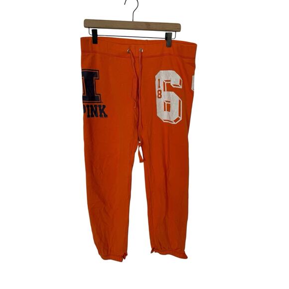 Victoria Secrets PINK University of Illinois Orange sweatpants vintage y2k sz M - Picture 1 of 4